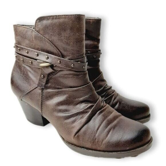 BARE TRAPS Rainly Slouchy Low Heel Ankle Booties Brown Sz 6.5 M - Picture 1 of 14